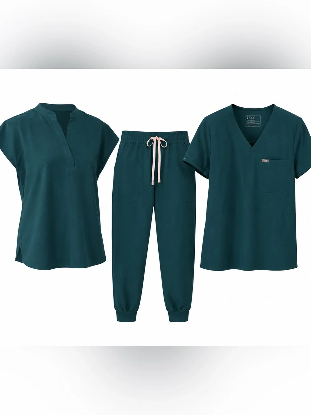 Figs Women's Teal Scrub Set - 2 Tops & 1 Jogger Pants L